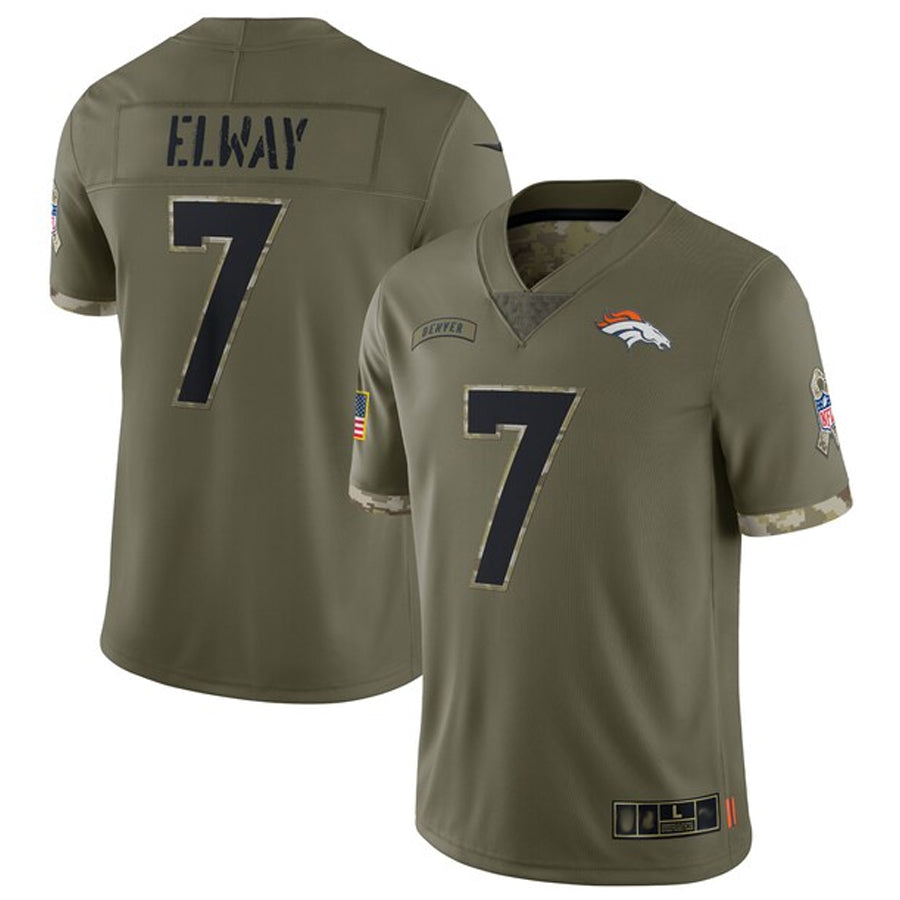 Kooe D.Broncos #7 John Elway Player Limited Salute To Service Olive Stitched Jerseys