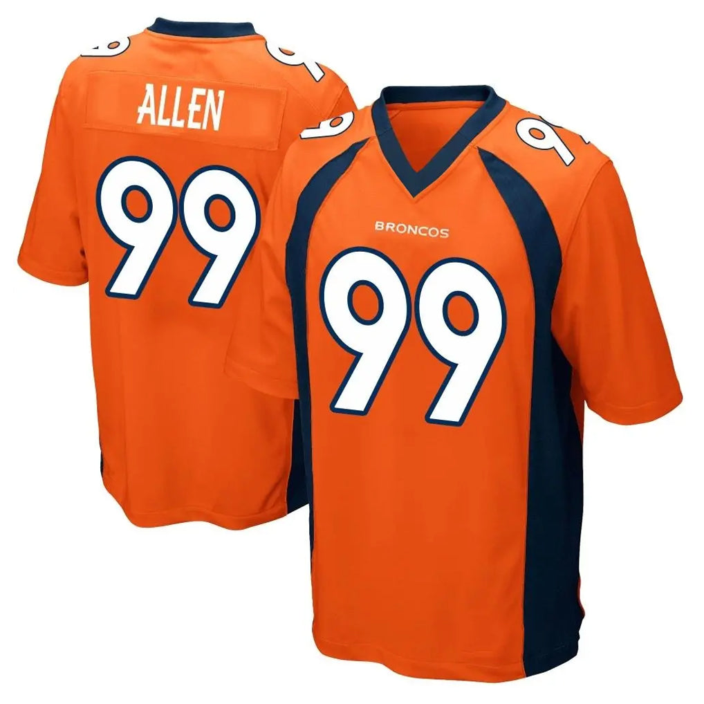 Kooe D.Broncos #99 Zach Allen Player Orange Color Home Game Stitched Jerseys