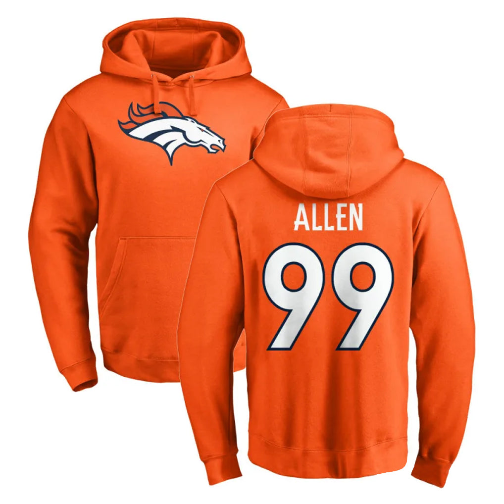 Kooe D.Broncos #99 Zach Allen Player Orange Pullover Hoodie Limited Stitched Jerseys