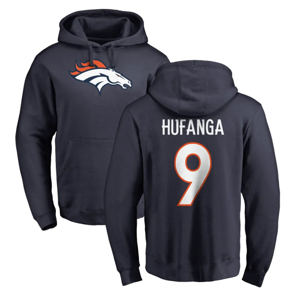 Kooe D.Broncos #9 Talanoa Hufanga Player Navy Pullover Hoodie Limited Stitched Jerseys