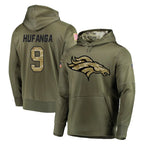 Kooe D.Broncos #9 Talanoa Hufanga Player Olive Salute to Service Pullover Hoodies Home Game Stitched Jerseys