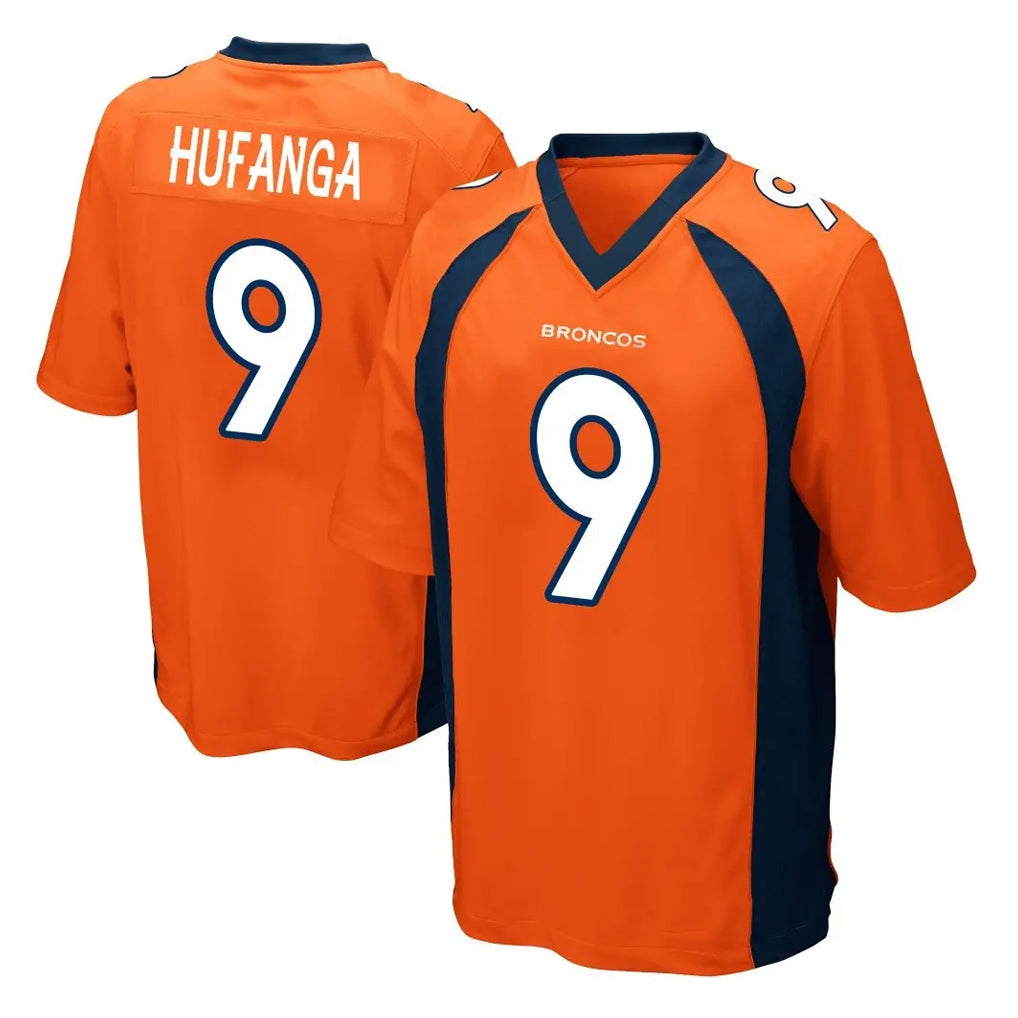 Kooe D.Broncos #9 Talanoa Hufanga Player Orange Color Home Game Stitched Jerseys