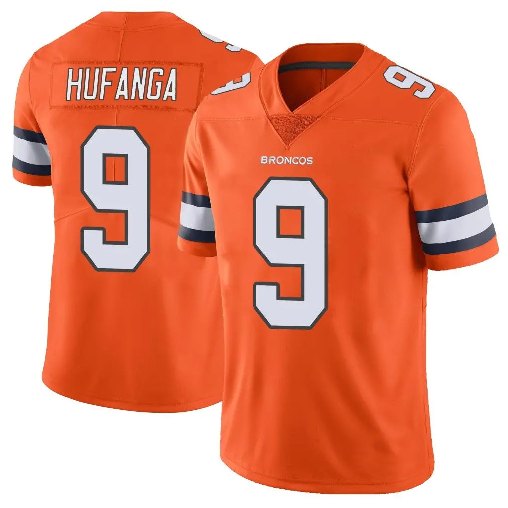 Kooe D.Broncos #9 Talanoa Hufanga Player Orange Vapor Untouchable Limited Home Game Stitched Jerseys
