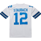 Kooe D.Cowboys 1975 #12 Roger Staubach Mitchell & Ness White Authentic Throwback Retired Player Stitched Puhic  Jersey