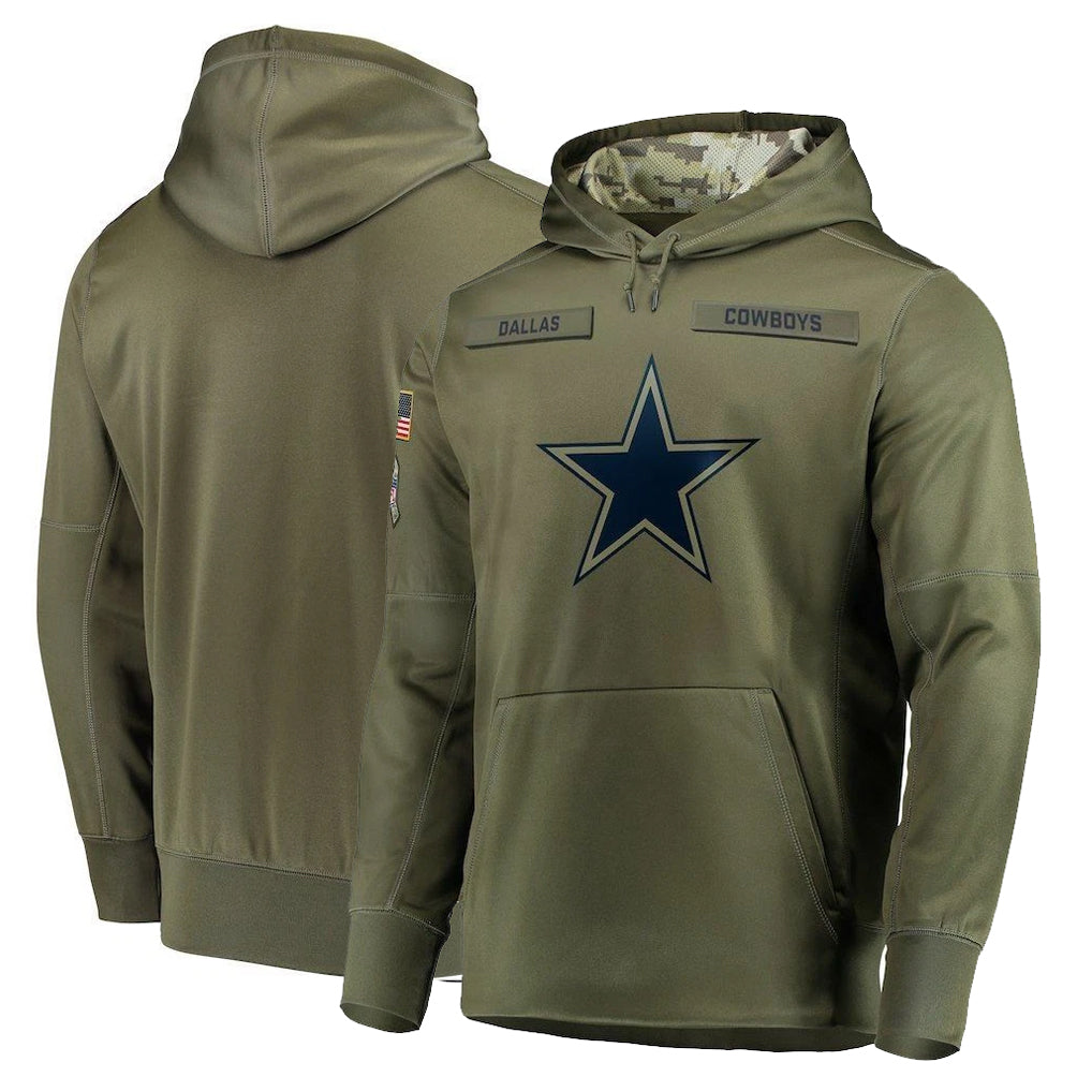 Kooe D.Cowboys Olive Salute to Service Pullover Hoodies Home Game Blank Player Stitched Jerseys