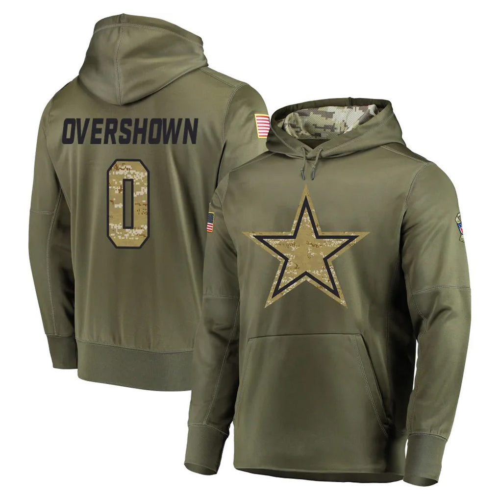 Kooe D.Cowboys #0 DeMarvion Overshown Player Olive Salute to Service Pullover Hoodies Home Game Stitched Jerseys