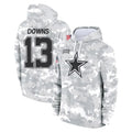 Kooe D.Cowboys #13 Caleb Downs Player Arctic Camo Salute to Service Hoodies Limited Game Stitched Jerseys