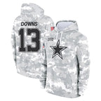 Kooe D.Cowboys #13 Caleb Downs Player Arctic Camo Salute to Service Hoodies Limited Game Stitched Jerseys