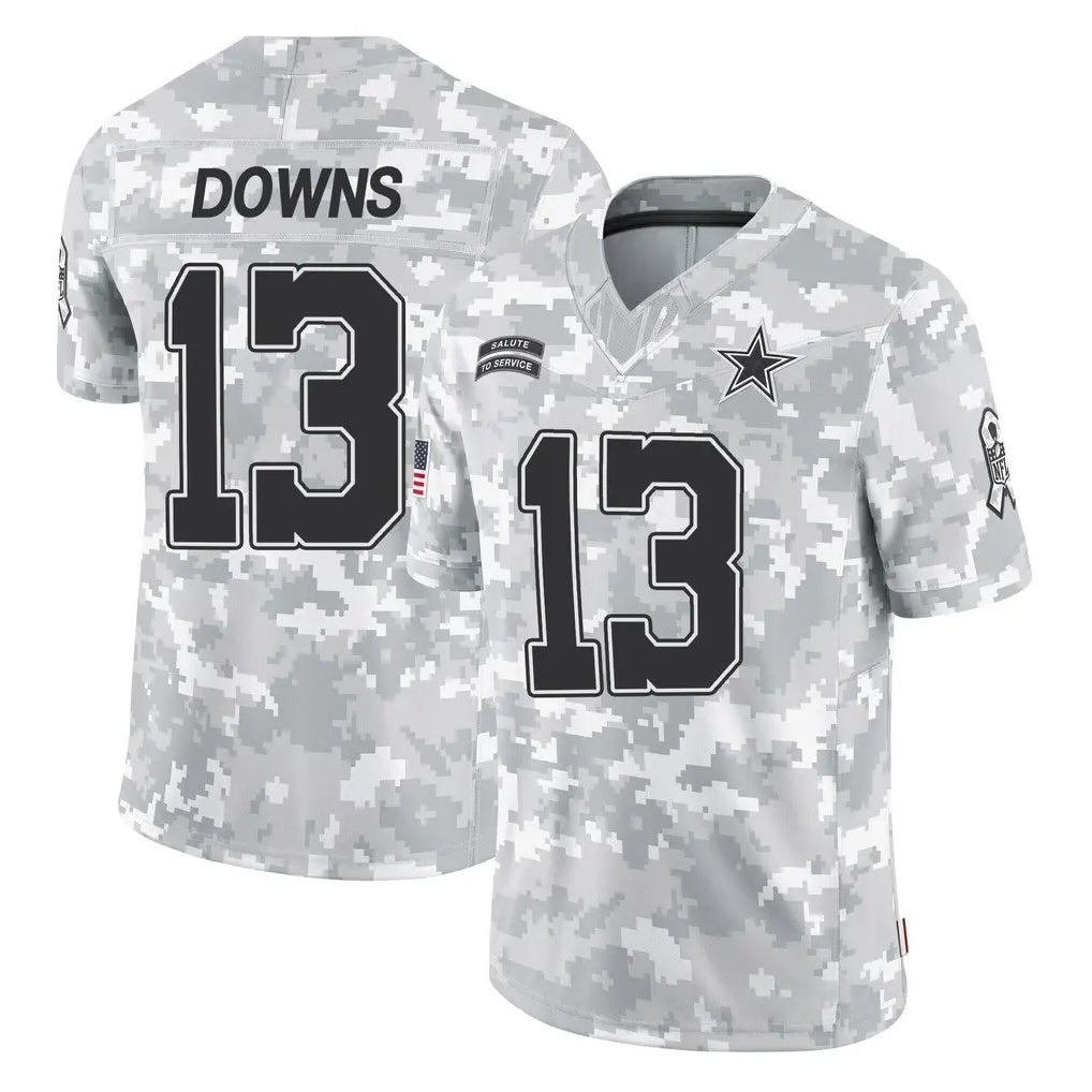 Kooe D.Cowboys #13 Caleb Downs Player Arctic Camo Salute to Service Limited Home Game Stitched Jerseys