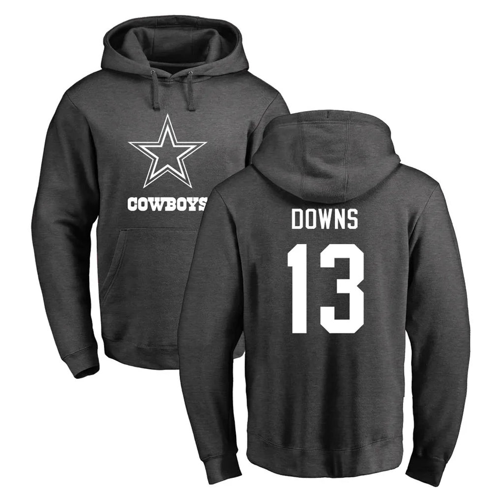 Kooe D.Cowboys #13 Caleb Downs Player Ash One Color Pullover Hoodie Limited Stitched Jerseys