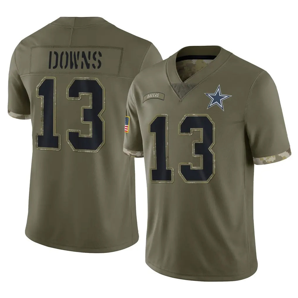Kooe D.Cowboys #13 Caleb Downs Player Olive Salute to Service Limited Game Stitched Jerseys