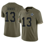 Kooe D.Cowboys #13 Caleb Downs Player Olive Salute to Service Limited Game Stitched Jerseys