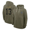 Kooe D.Cowboys #13 Caleb Downs Player Olive Salute to Service Pullover Hoodies Limited Stitched Jerseys