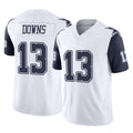 Kooe D.Cowboys #13 Caleb Downs Player White-Navy Limited Vapor F.U.S.E. Home Game Stitched Jerseys