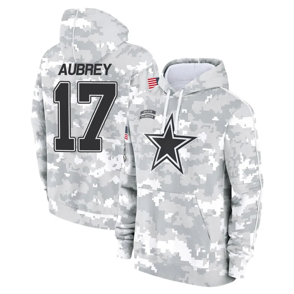 Kooe D.Cowboys #17 Brandon Aubrey Player Arctic Camo Salute to Service Hoodies Limited Game Stitched Jerseys