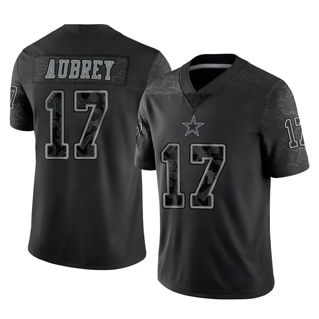 Kooe D.Cowboys #17 Brandon Aubrey Player Black Limited Reflective Home Game Stitched Jerseys