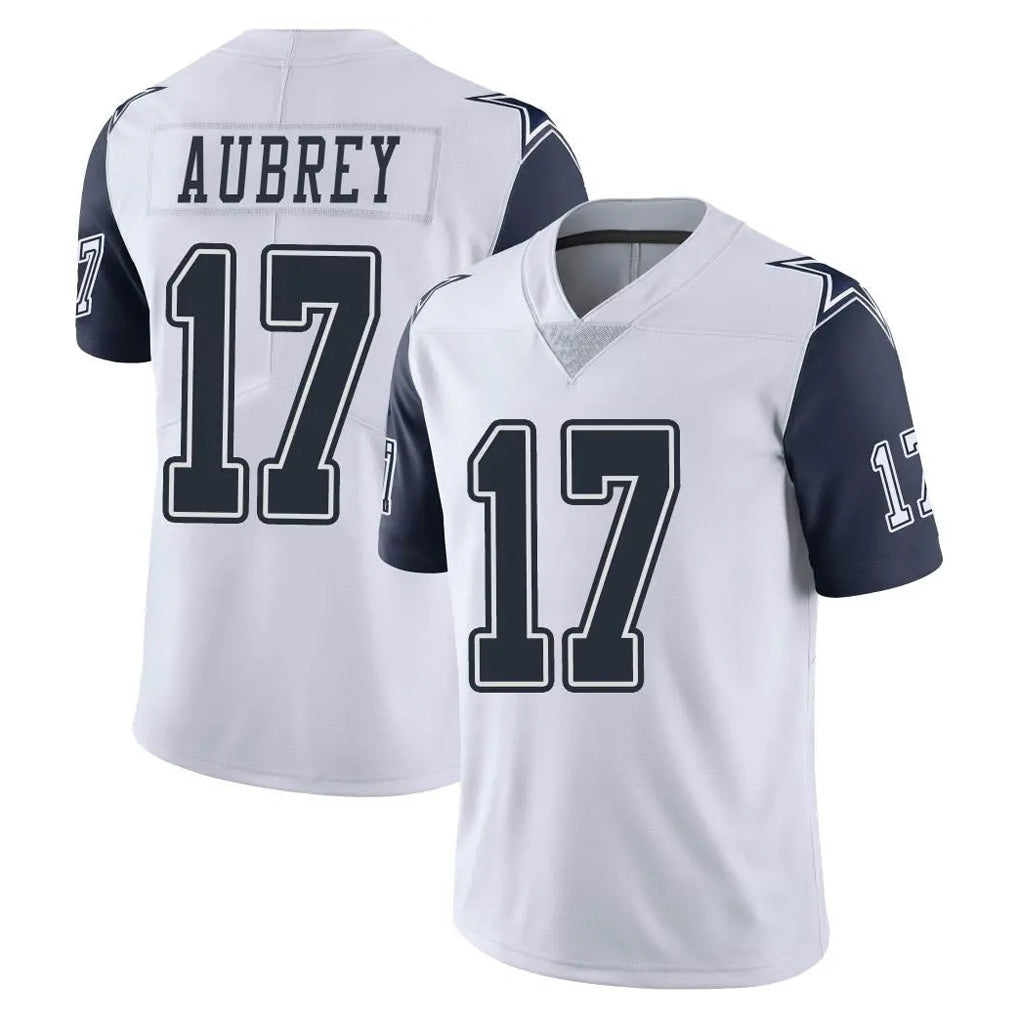 Kooe D.Cowboys #17 Brandon Aubrey Player White-Navy Limited Color Rush Vapor Untouchable Home Game Stitched Jerseys