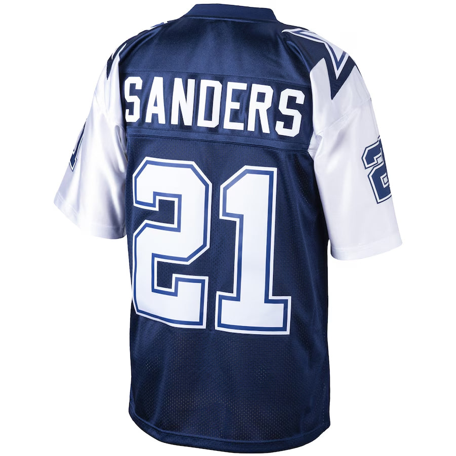 Kooe D.Cowboys #21 Deion Sanders Mitchell & Ness Navy Big & Tall 1995 Retired Player Replica Stitched Jerseys