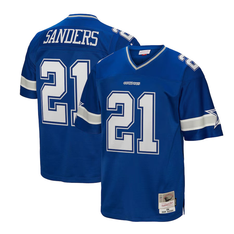 Kooe D.Cowboys #21 Deion Sanders Mitchell & Ness Navy Big & Tall 1996 Retired Player Legacy Replica Stitched Jerseys