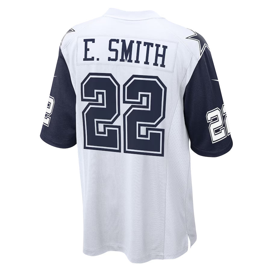 Kooe D.Cowboys #22 Emmitt Smith Player White-Navy Home Game Stitched Jerseys