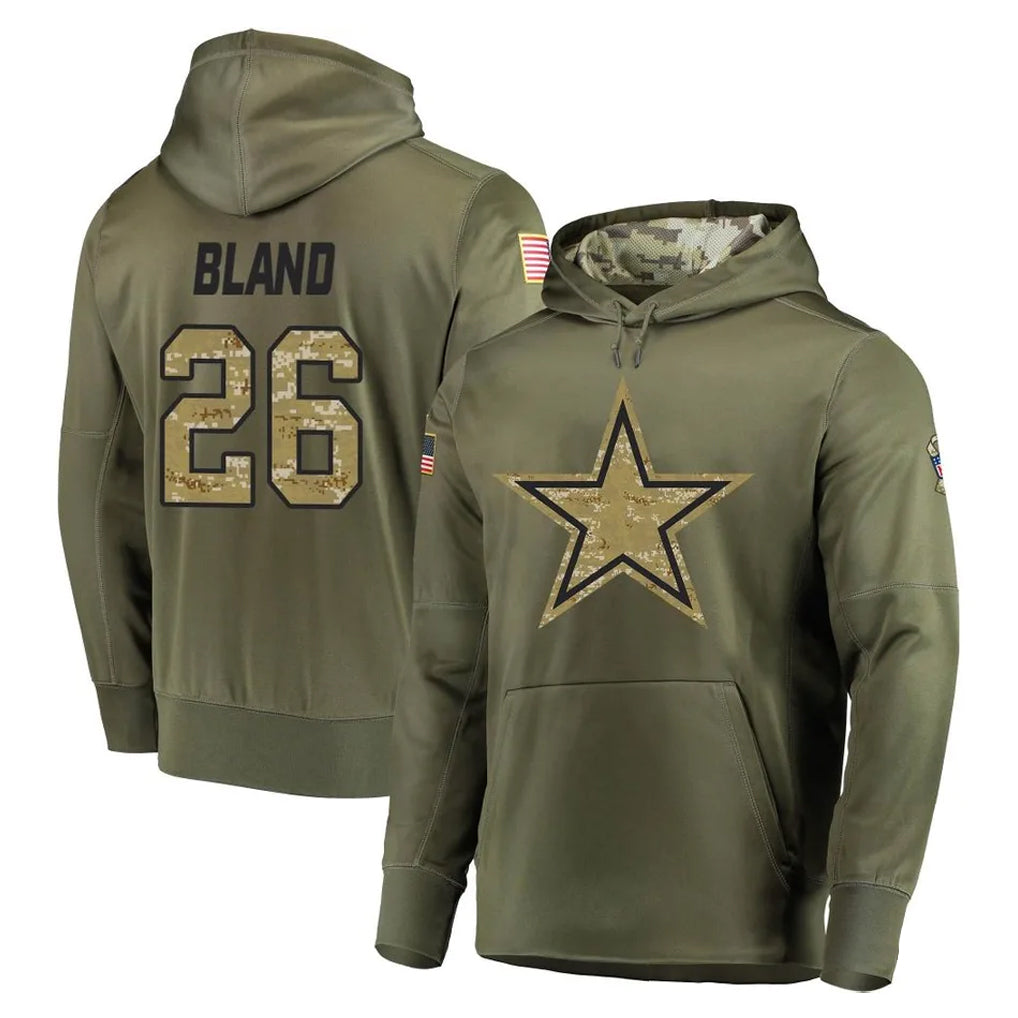 Kooe D.Cowboys #26 DaRon Bland Player Olive Salute to Service Pullover Hoodies Home Game Stitched Jerseys