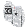 Kooe D.Cowboys #33 Javonte Williams Player Arctic Camo Salute to Service Hoodies Limited Game Stitched Jerseys