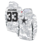 Kooe D.Cowboys #33 Javonte Williams Player Arctic Camo Salute to Service Hoodies Limited Game Stitched Jerseys