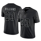 Kooe D.Cowboys #33 Javonte Williams Player Black Limited Reflective Home Game Stitched Jerseys