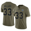 Kooe D.Cowboys #33 Javonte Williams Player Olive Salute to Service Limited Game Stitched Jerseys