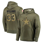 Kooe D.Cowboys #33 Javonte Williams Player Olive Salute to Service Pullover Hoodies Home Game Stitched Jerseys