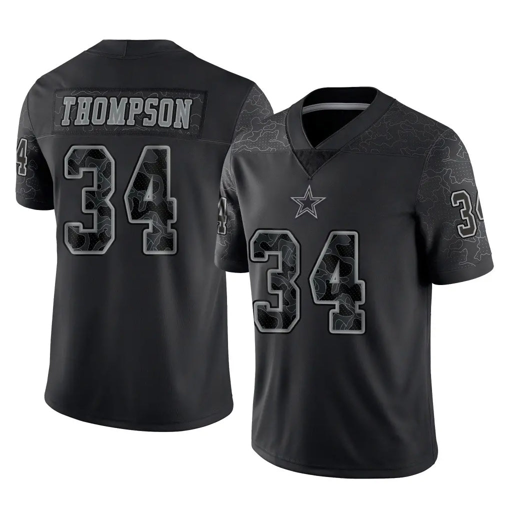 Kooe D.Cowboys #34 Jalen Thompson Player Black Limited Reflective Home Game Stitched Jerseys