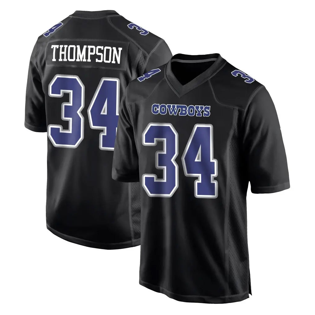 Kooe D.Cowboys #34 Jalen Thompson Player Carbon Black Fashion Home Game Stitched Jerseys