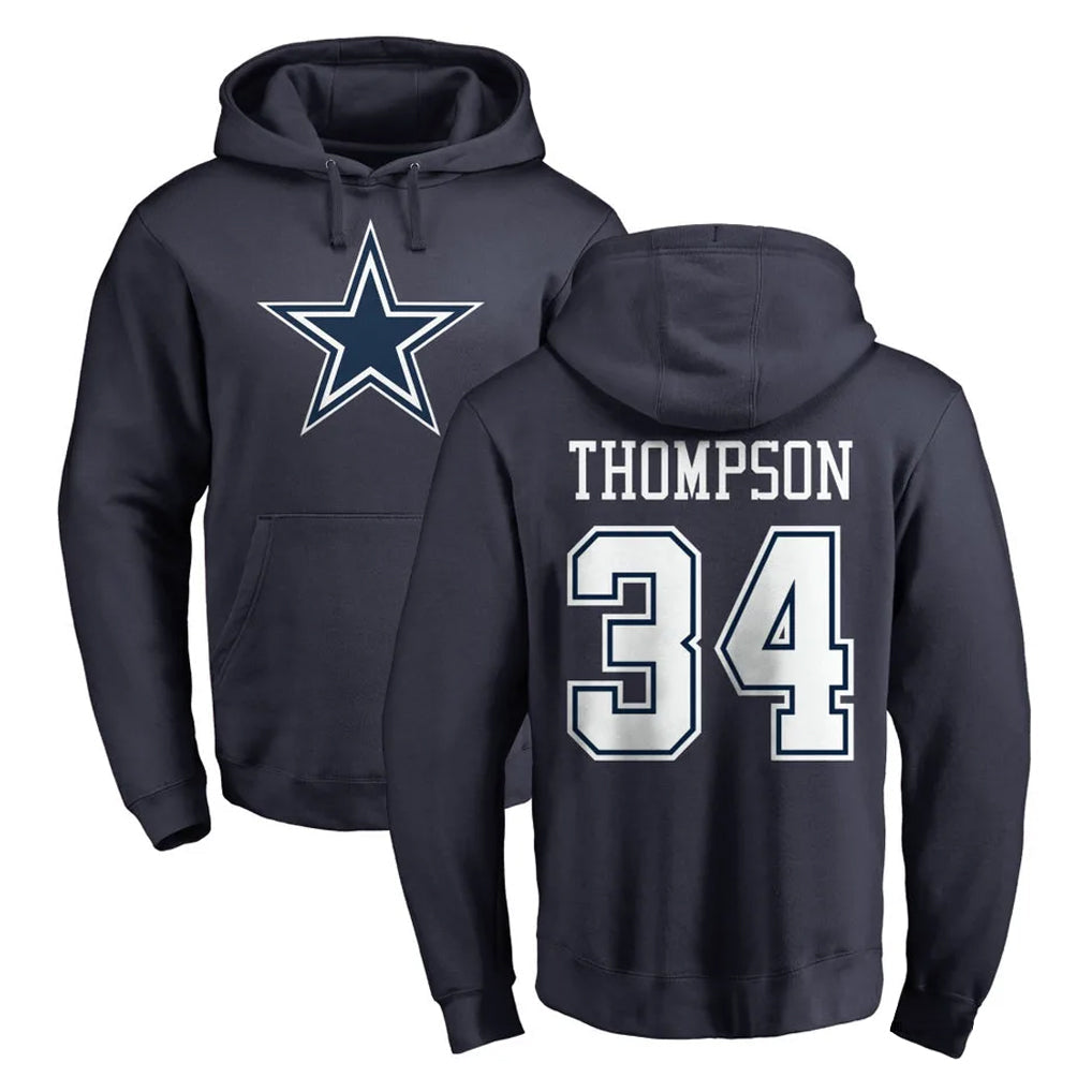 Kooe D.Cowboys #34 Jalen Thompson Player Navy Pullover Hoodies Limited Stitched Jerseys