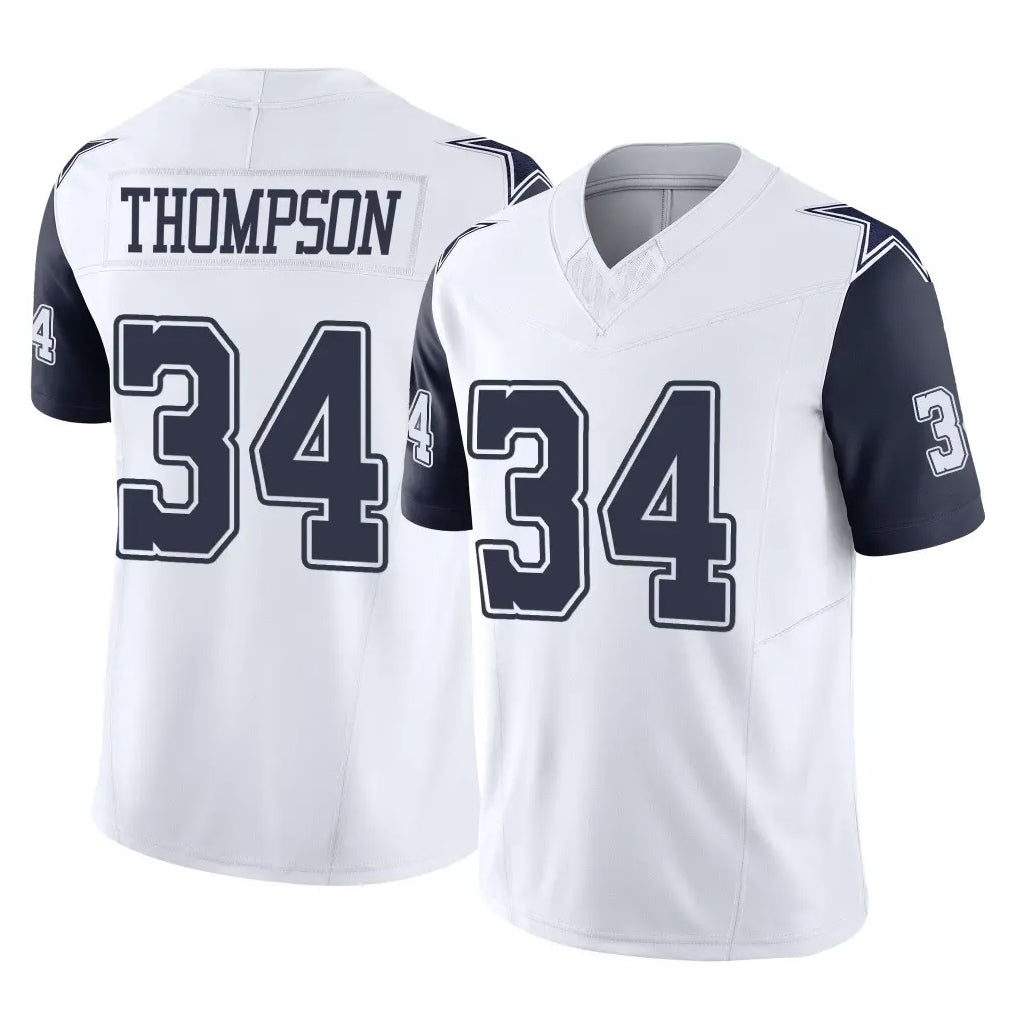 Kooe D.Cowboys #34 Jalen Thompson Player White-Navy Limited Vapor F.U.S.E. Home Game Stitched Jerseys