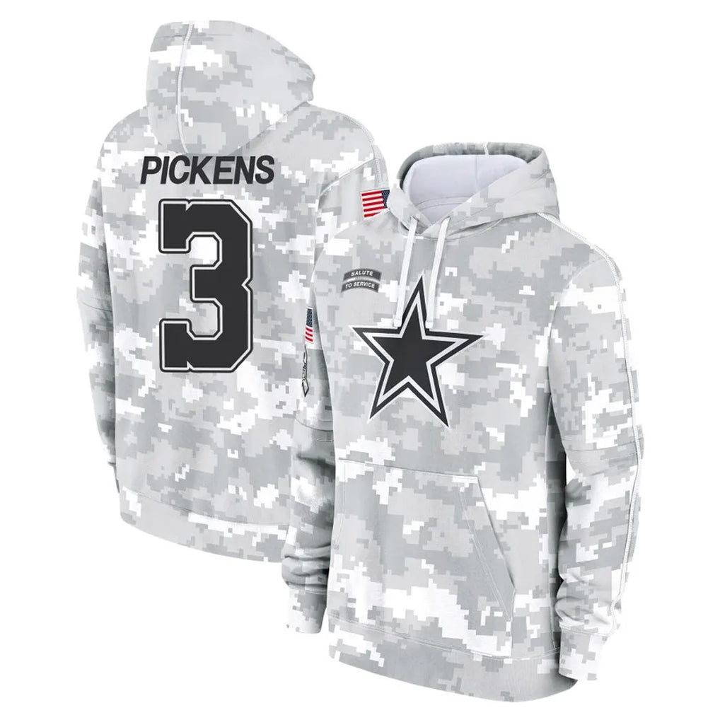 Kooe D.Cowboys #3 George Pickens Player Arctic Camo Salute to Service Hoodies Limited Game Stitched Jerseys