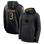 Kooe D.Cowboys #3 George Pickens Player Black Salute to Service Pullover Hoodies Limited Stitched Jerseys