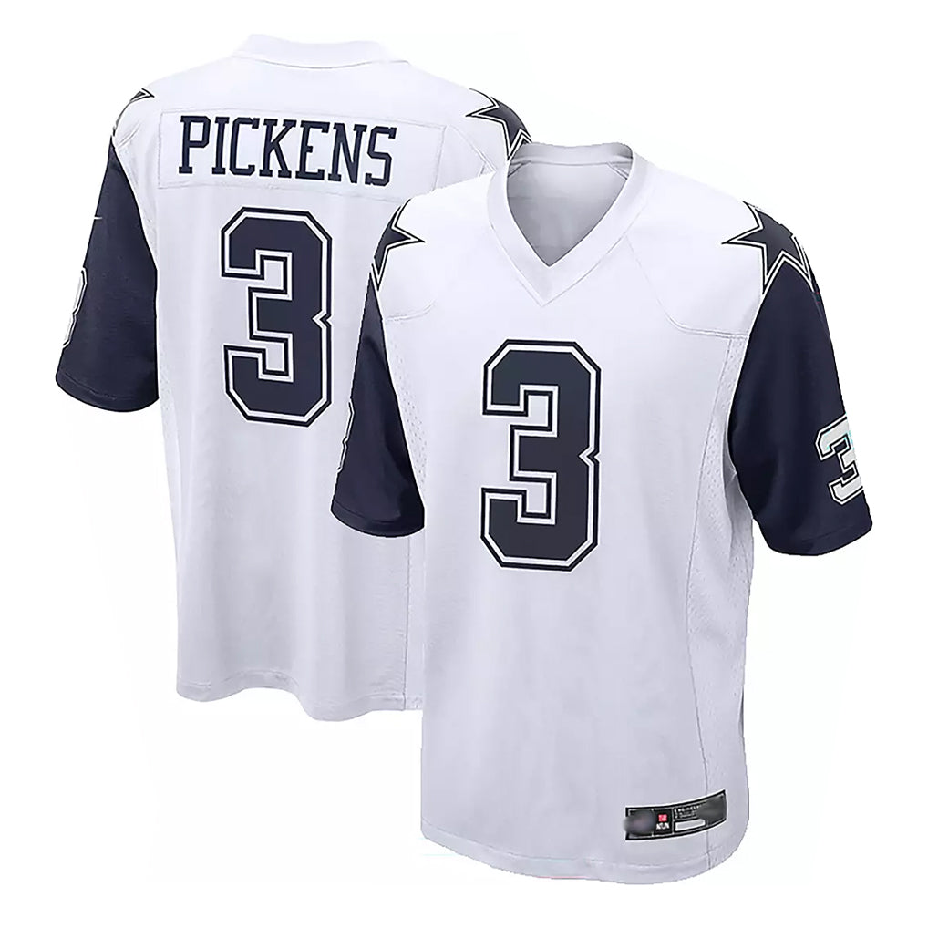 Kooe D.Cowboys #3 George Pickens Player White-Navy Home Game Stitched Jerseys