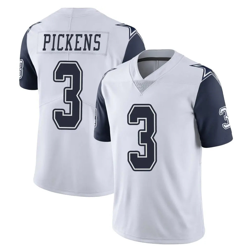 Kooe D.Cowboys #3 George Pickens Player White-Navy Limited Color Rush Vapor Untouchable Home Game Stitched Jerseys