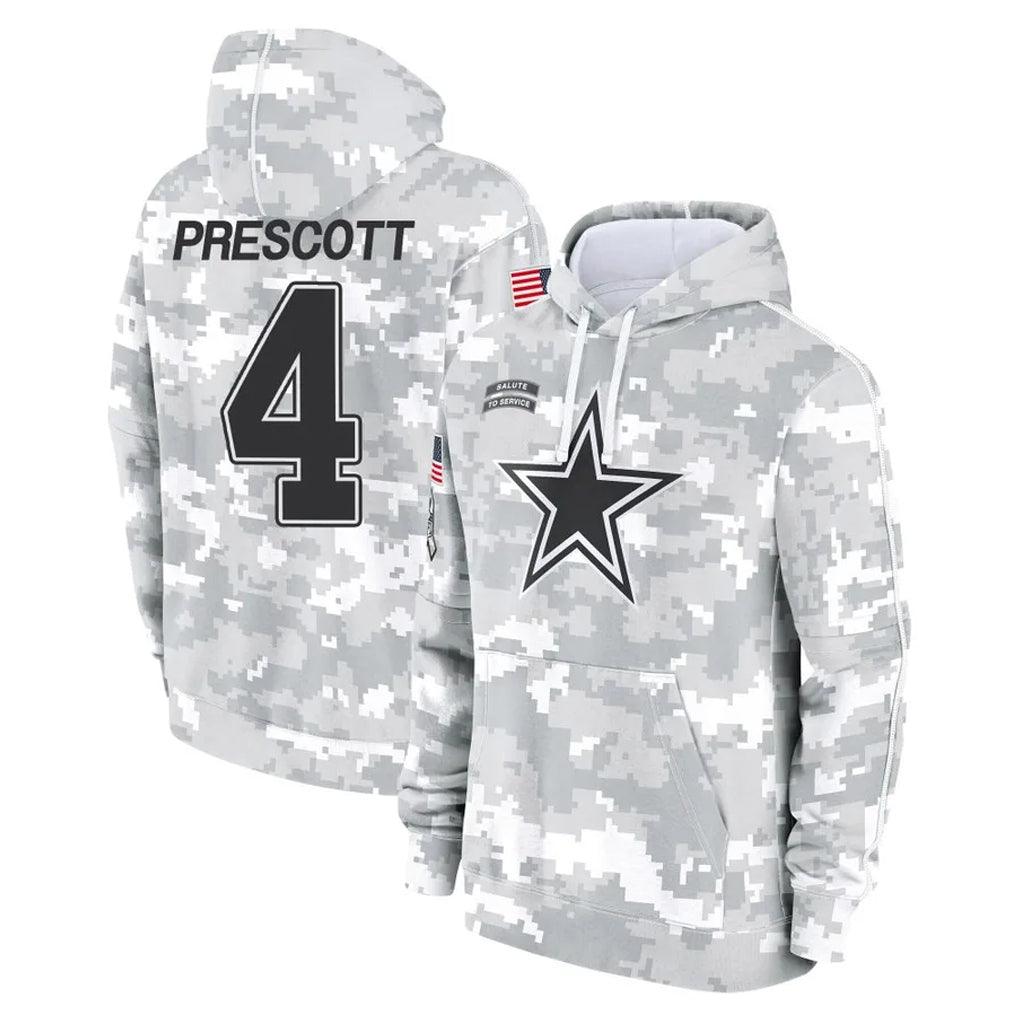 Kooe D.Cowboys #4 Dak Prescott Player Arctic Camo Salute to Service Hoodies Limited Game Stitched Jerseys