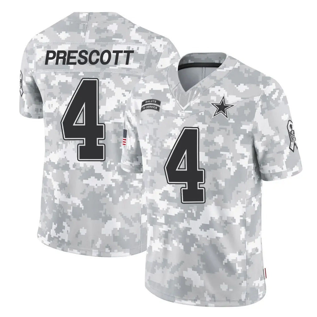 Kooe D.Cowboys #4 Dak Prescott Player Arctic Camo Salute to Service Limited Home Game Stitched Jerseys