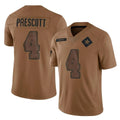 Kooe D.Cowboys #4 Dak Prescott Player Brown Salute to Service Limited Home Game Stitched Jerseys