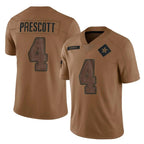 Kooe D.Cowboys #4 Dak Prescott Player Brown Salute to Service Limited Home Game Stitched Jerseys