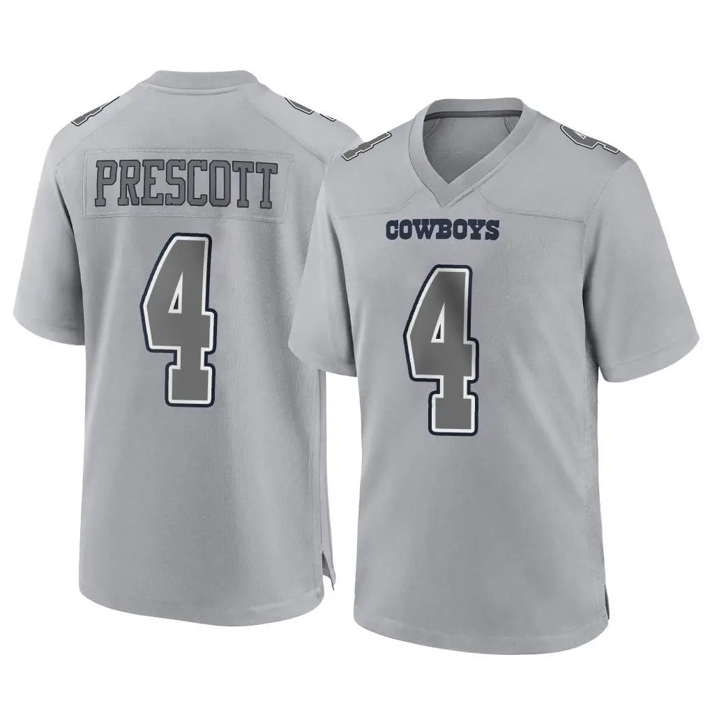 Kooe D.Cowboys #4 Dak Prescott Player Gray Atmosphere Fashion Home Game Stitched Jerseys