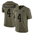 Kooe D.Cowboys #4 Dak Prescott Player Olive 2025 Salute to Service Limited Home Game Stitched Jerseys