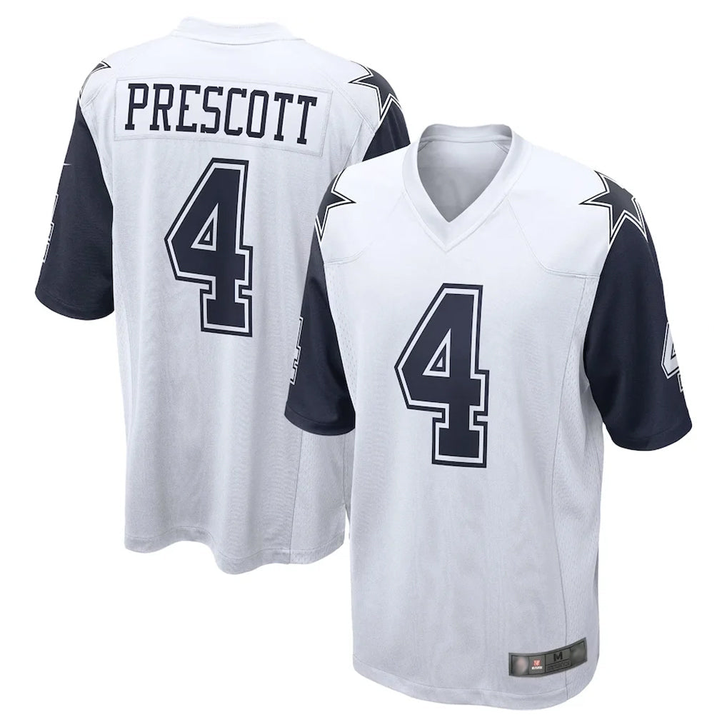 Kooe D.Cowboys #4 Dak Prescott Player White-Navy Home Game Stitched Jerseys