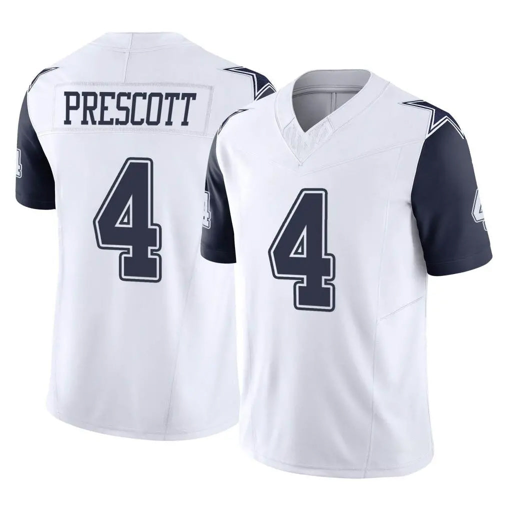 Kooe D.Cowboys #4 Dak Prescott Player White-Navy Limited Vapor F.U.S.E. Home Game Stitched Jerseys