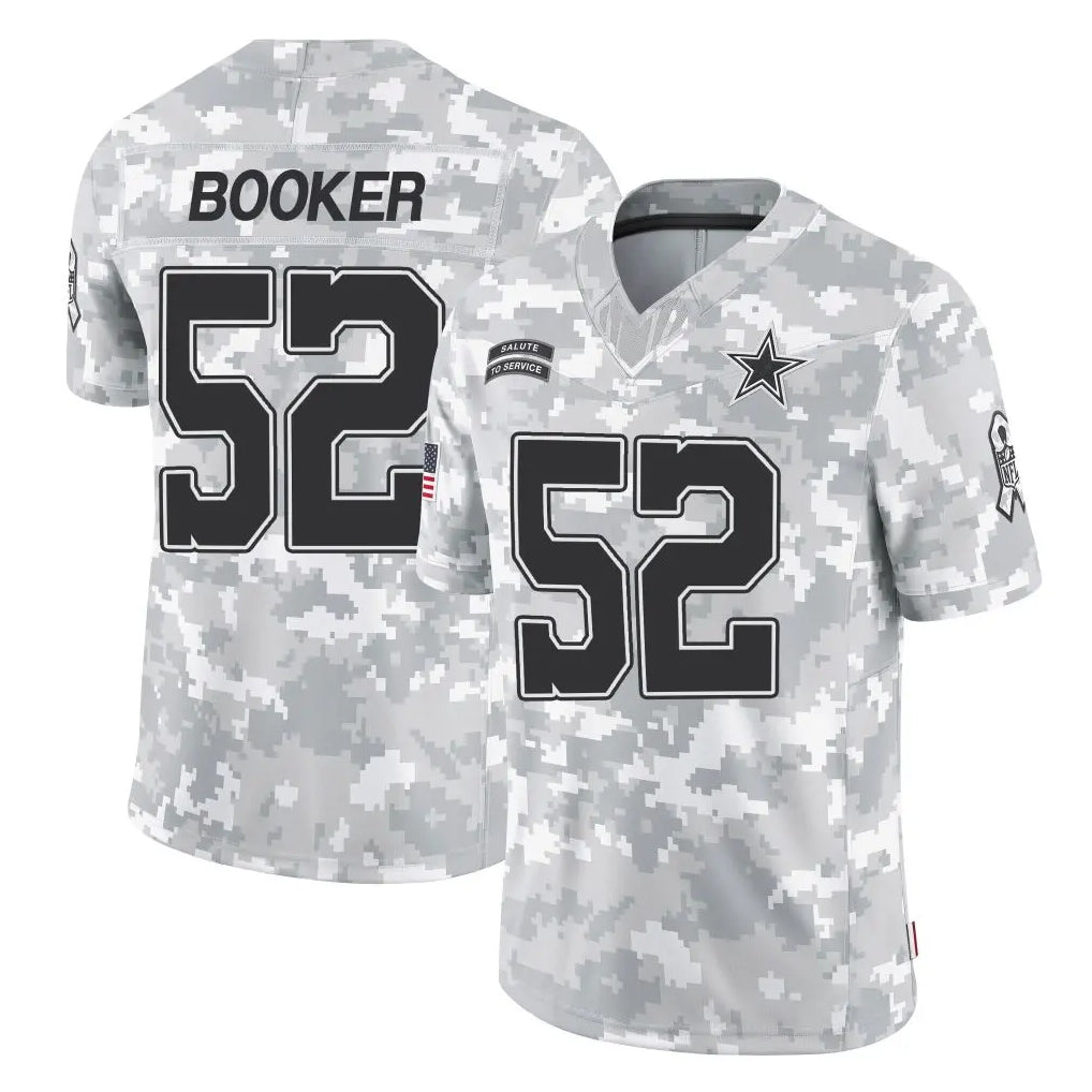 Kooe D.Cowboys #52 Tyler Booker Player Arctic Camo Salute to Service Limited Home Game Stitched Jerseys