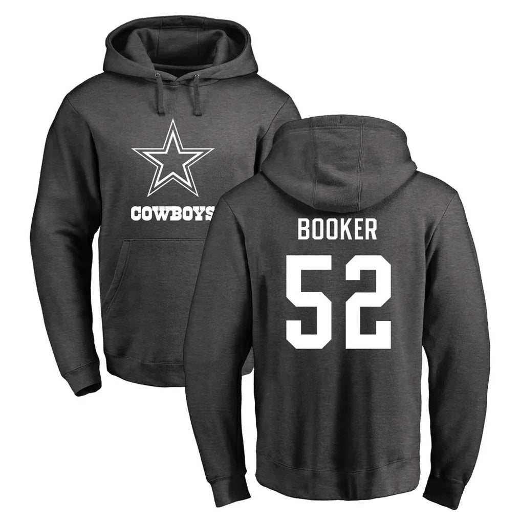Kooe D.Cowboys #52 Tyler Booker Player Ash One Color Pullover Hoodie Limited Stitched Jerseys