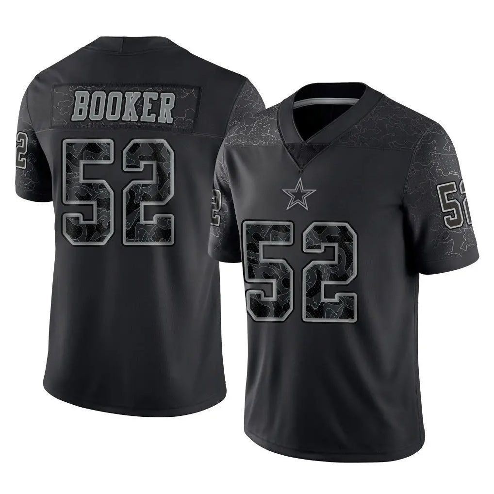 Kooe D.Cowboys #52 Tyler Booker Player Black Limited Reflective Home Game Stitched Jerseys