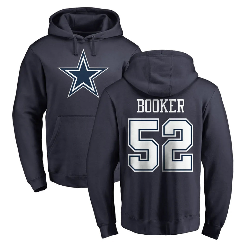 Kooe D.Cowboys #52 Tyler Booker Player Navy Pullover Hoodies Limited Stitched Jerseys